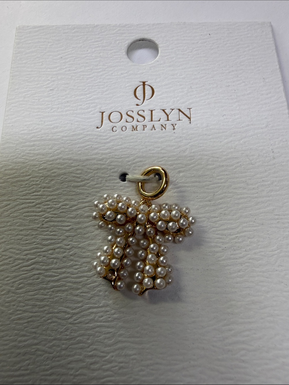Gold & Pearl Bow Charm Pendant
